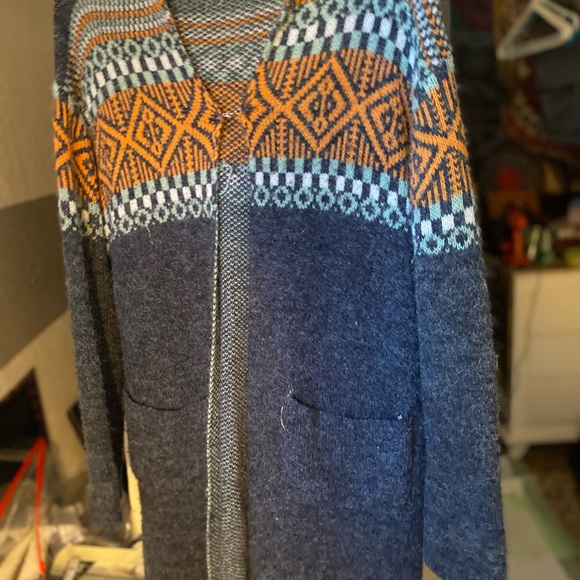 ADORA Blue and Orange Patterned Cardigan - Picture 3 of 4